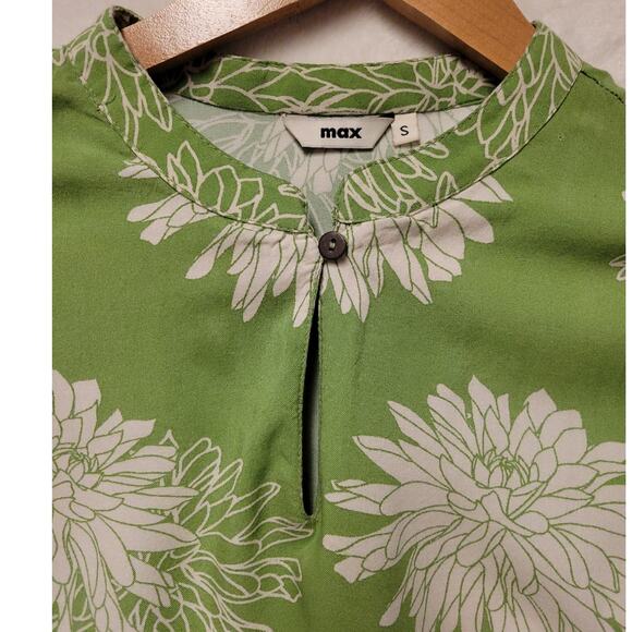 Max Floral Printed Straight Kurta Tunic‎ Dress Spring Summer Artsy Green Size S - Picture 3 of 8
